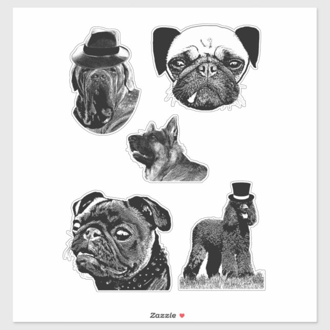 pet portraits mixed dog breed original collage art (Sheet)