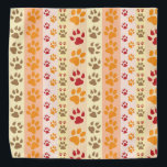 Pet Prints Bandana<br><div class="desc">A Bright and Colourful Orange Print of Paws Will Look Great On A Lab or Golden Retriever Dog.</div>