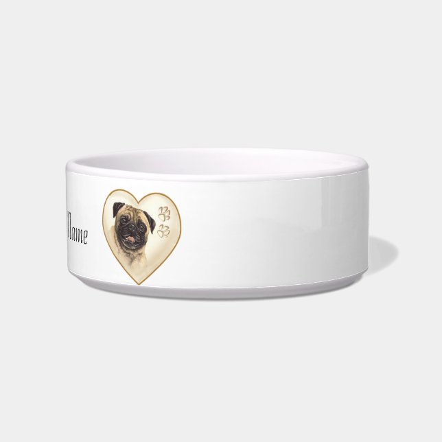 Pet PUG Dog water bowl or Food Dish (Right)