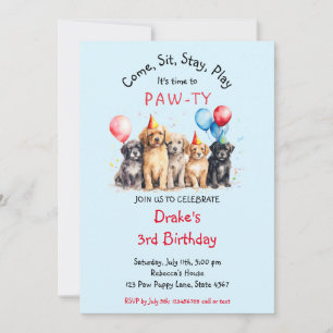 Pet Puppy Dog Birthday Pawty  Invitation