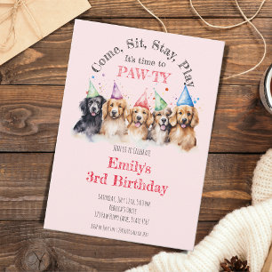 Pet Puppy Dog Birthday Pawty  Invitation