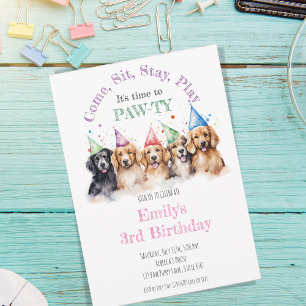 Pet Puppy Dog Birthday Pawty  Invitation