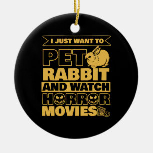 Pet Rabbit And Watch Halloween Ceramic Tree Decoration