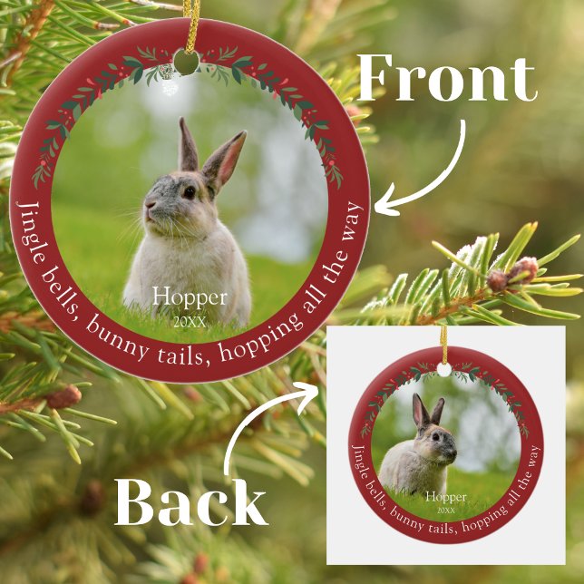 Pet Rabbit Bunny Photo Christmas  Ceramic Tree Decoration (Creator Uploaded)