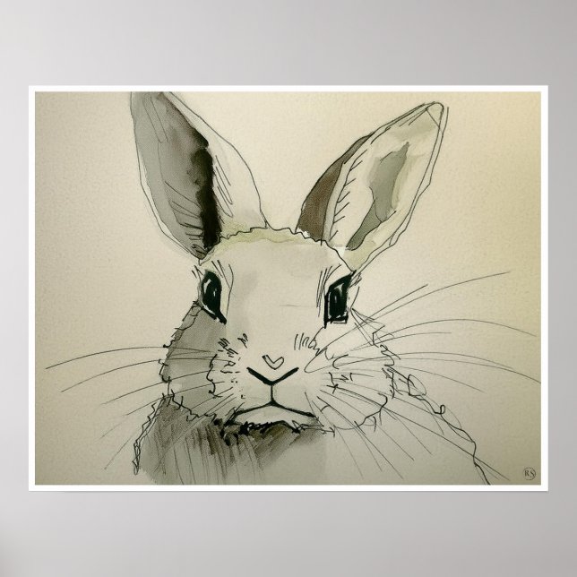 Pet Rabbit Drawing - Art Print (Front)