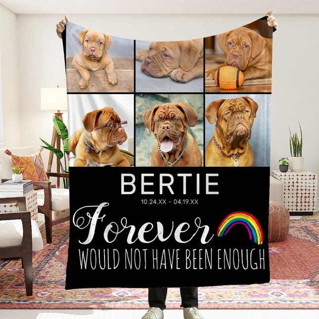 Pet Rainbow Bridge Photo Collage Keepsake Fleece Blanket (Creator Uploaded)