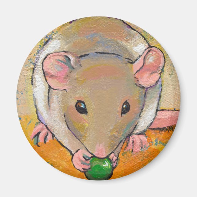 Pet rat adorable cute fun art Cuteness with a Pea Magnet (Front)