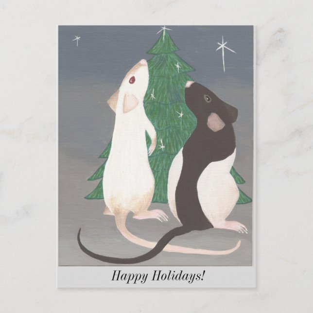 Pet rat Christmas postcard! Holiday Postcard (Front)
