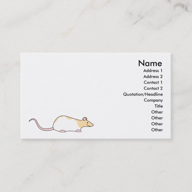 Pet Rat. Fawn and White Hooded Variegated. Business Card (Front)