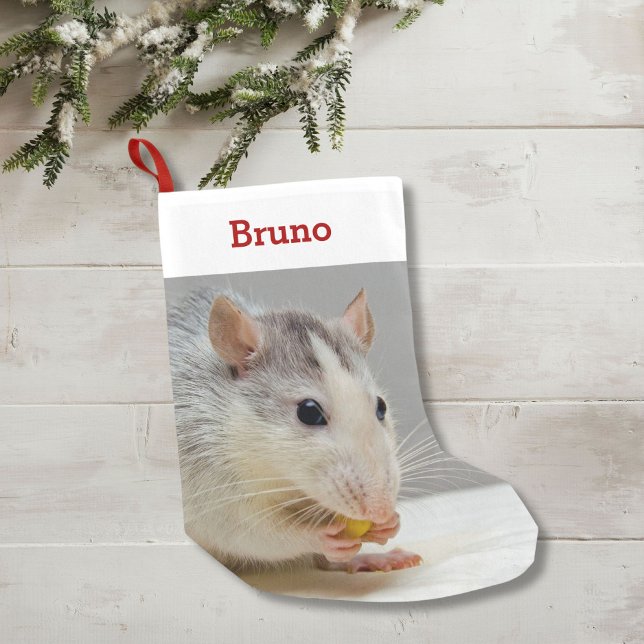 Pet Rat Lover Photo & Name Personalised Small Christmas Stocking (Creator Uploaded)