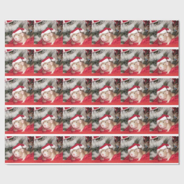 Pet rat Santa Birch Holiday Wrapping Paper (Flat)