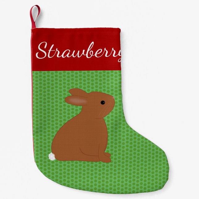 Pet Red Rabbit Personalised Christmas Small Christmas Stocking (Front)