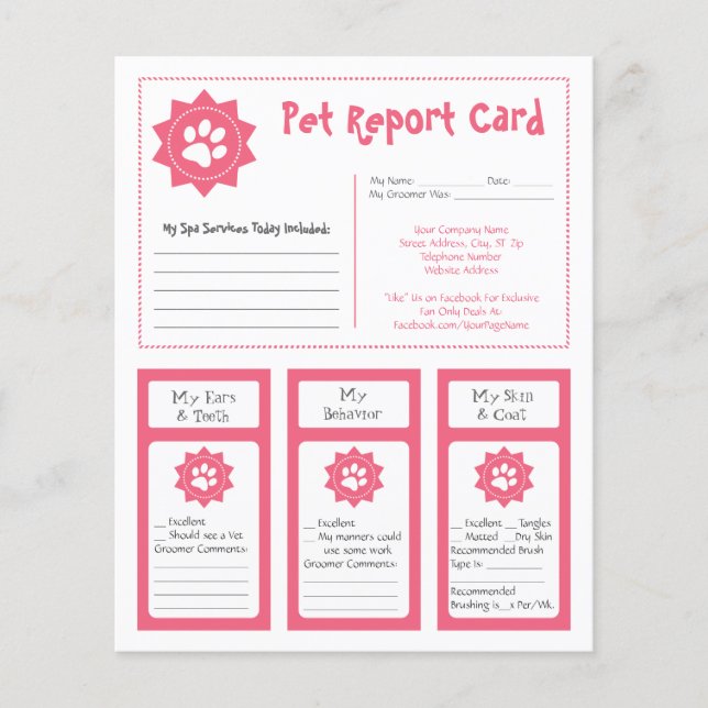 Pet Report Cards - Pink (Front)