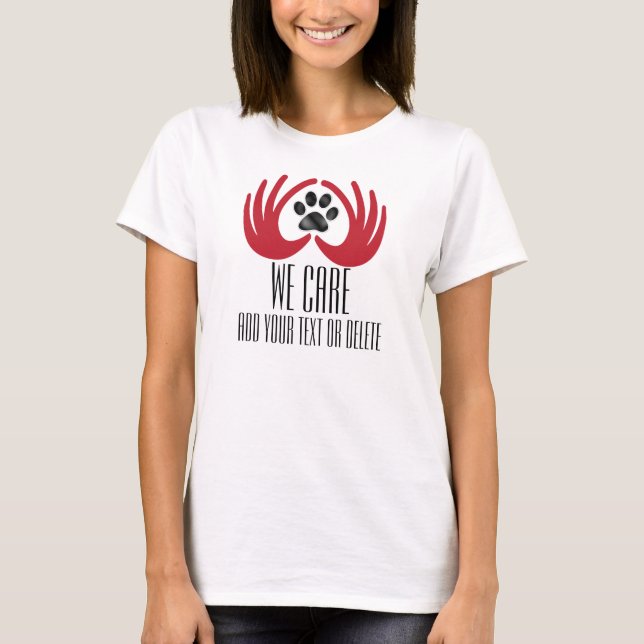 Pet Rescue / Adoption - Heart in Hands - We Care T-Shirt (Front)