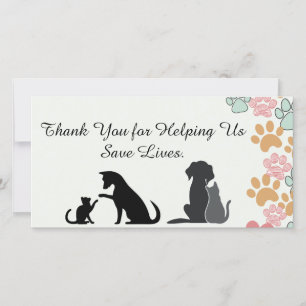 Pet Rescue Appreciation supporters Thank You Card