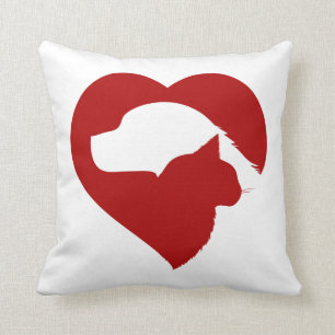 Pet Rescue Cat and Dog Red Heart of Love Cushion