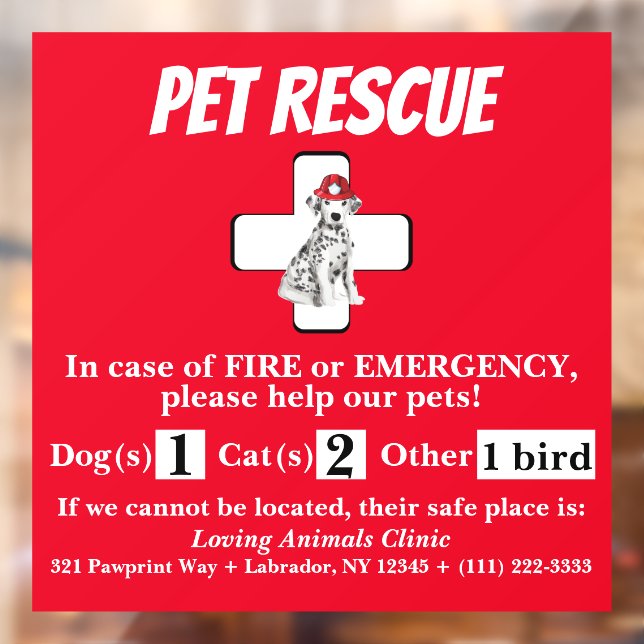 Pet Rescue Window Cling (Sheet 2)