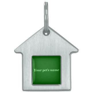 Pet’s Name With Green Background on House Shaped Pet ID Tag