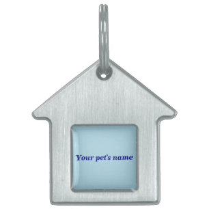 Pet’s Name With Light Blue on House Shaped Pet ID Tag