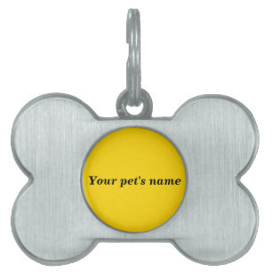 Pet’s Name With Yellow Background on Bone Shaped Pet ID Tag
