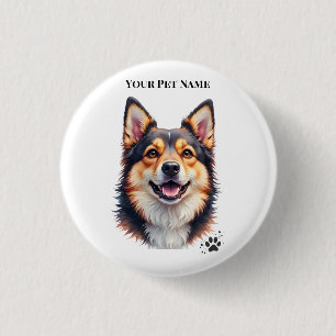 Pet’s Simple Modern Name & Photo Custom Design 3 Cm Round Badge