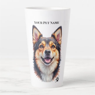Pet’s Simple Modern Name & Photo Custom Design Latte Mug
