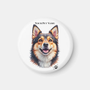 Pet’s Simple Modern Name & Photo Custom Design Magnet