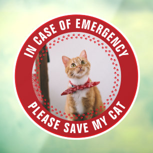 Pet Safety Alert Custom Cat Photo First Responder Window Cling