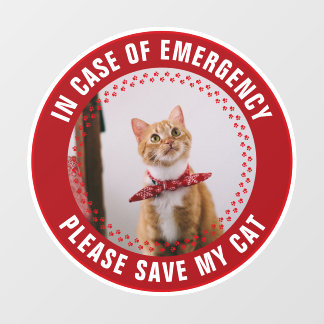 Pet Safety Alert Custom Cat Photo First Responder Window Cling