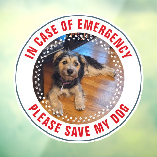 Pet Safety Alert Custom Dog Photo First Responder Window Cling