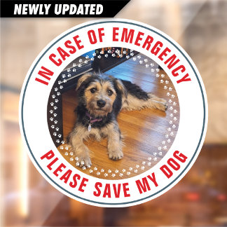Pet Safety Alert Custom Dog Photo First Responder Window Cling