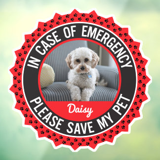 Pet Safety Alert Custom First Responder Window Cling