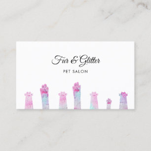 pet salon pastel colours furry paws business card