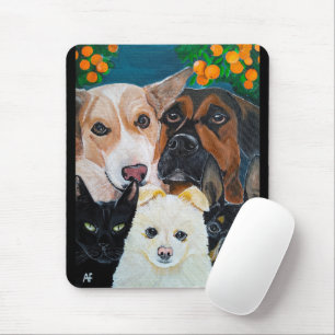 Pet Selfie Painting by Alfred Fox Mouse Mat
