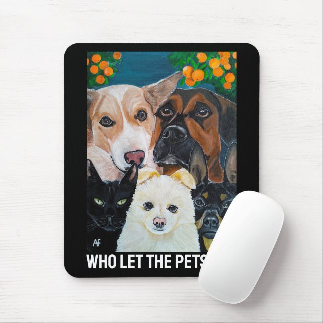 Pet Selfie Painting by Alfred Fox Mouse Mat (With Mouse)