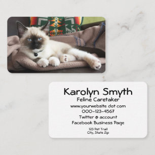 Pet Service Glamourous Kitten Photograph Template Business Card