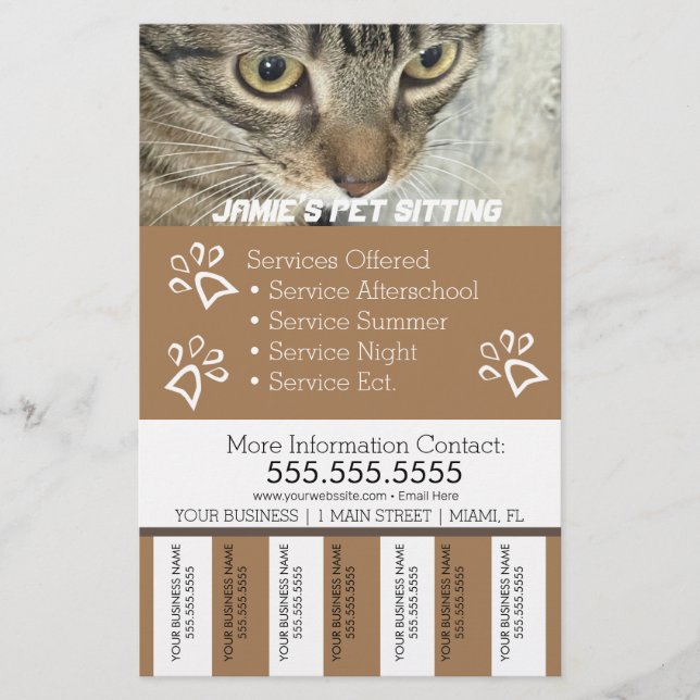 Pet Services Business Dog Tear Off Strips Flyer B (Front)