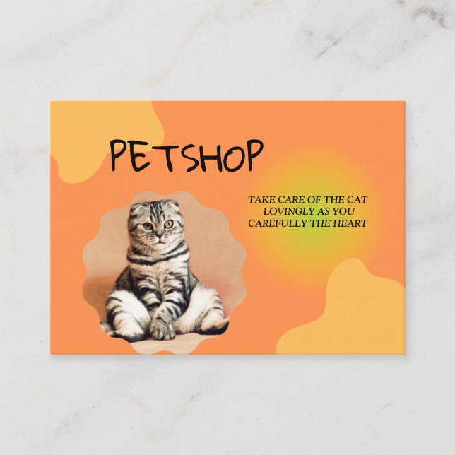 Pet shop Cat Care Card, petshop business care card (Front)