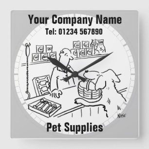 Pet Shop & Pet Supplies Cartoon Clock