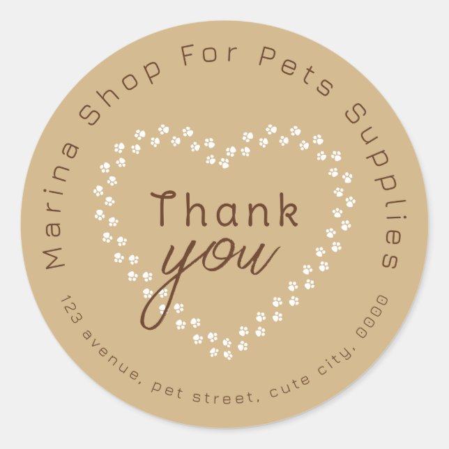 Pet Shop Supplies Thank You Classic Round Sticker (Front)