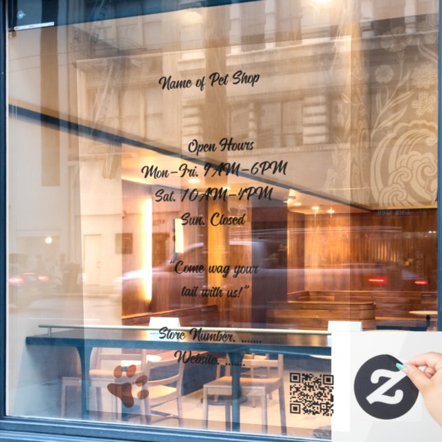 Pet Shop Transparent Custom Cut window Cling (Cafe Window)