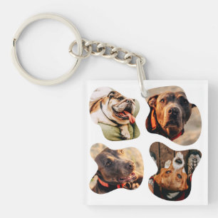 Pet Simple Modern Playful Four Photo Key Ring