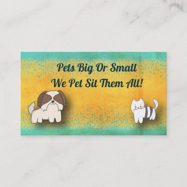 Pet Sitter Animal Care Dog Cat Business Card (Front)