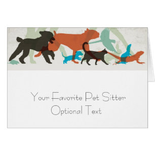 Pet Sitter Animals Walking Folded Note Card