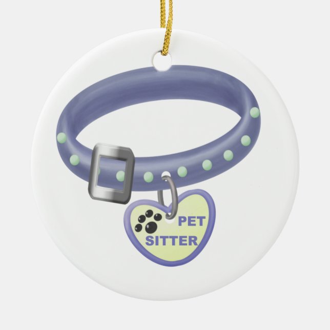 Pet Sitter (blue collar) Ceramic Tree Decoration (Front)