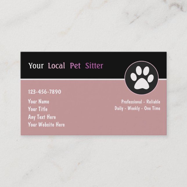Pet Sitter Business Cards (Front)