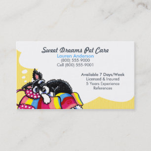 Pet Sitter Care Business Schnauzer Puppy Yellow Business Card