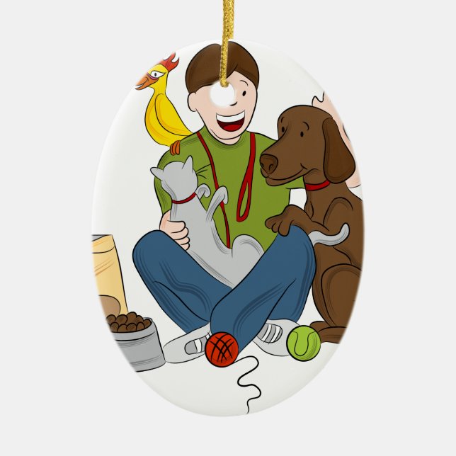 Pet Sitter Cartoon Ceramic Tree Decoration (Front)