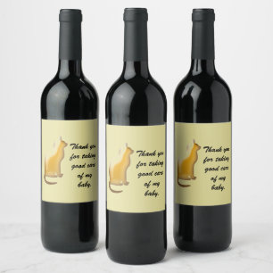 Pet Sitter Cat Caregiver Thank You Fur Baby Wine Label