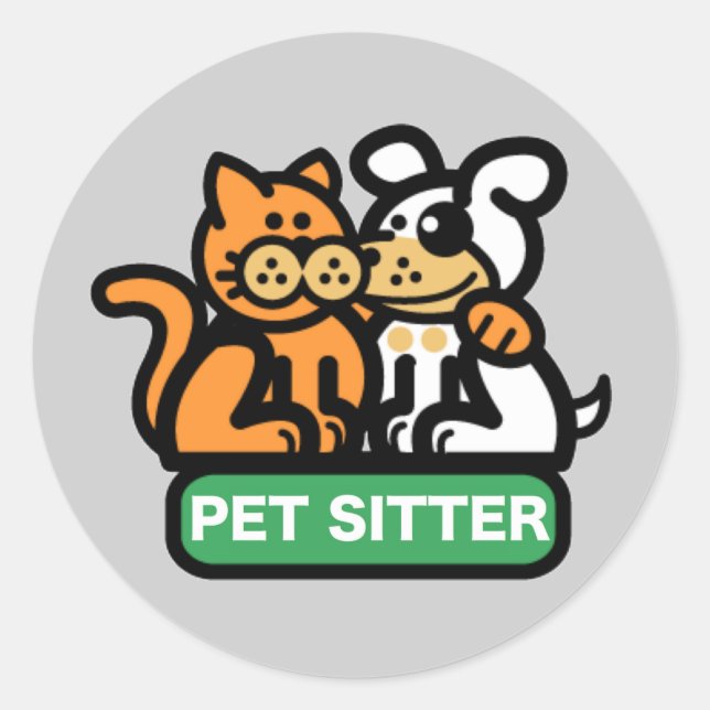 Pet Sitter (Cat & Dog) Classic Round Sticker (Front)